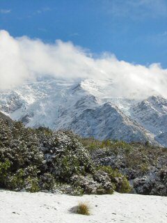 Mt. Cook in Wolken